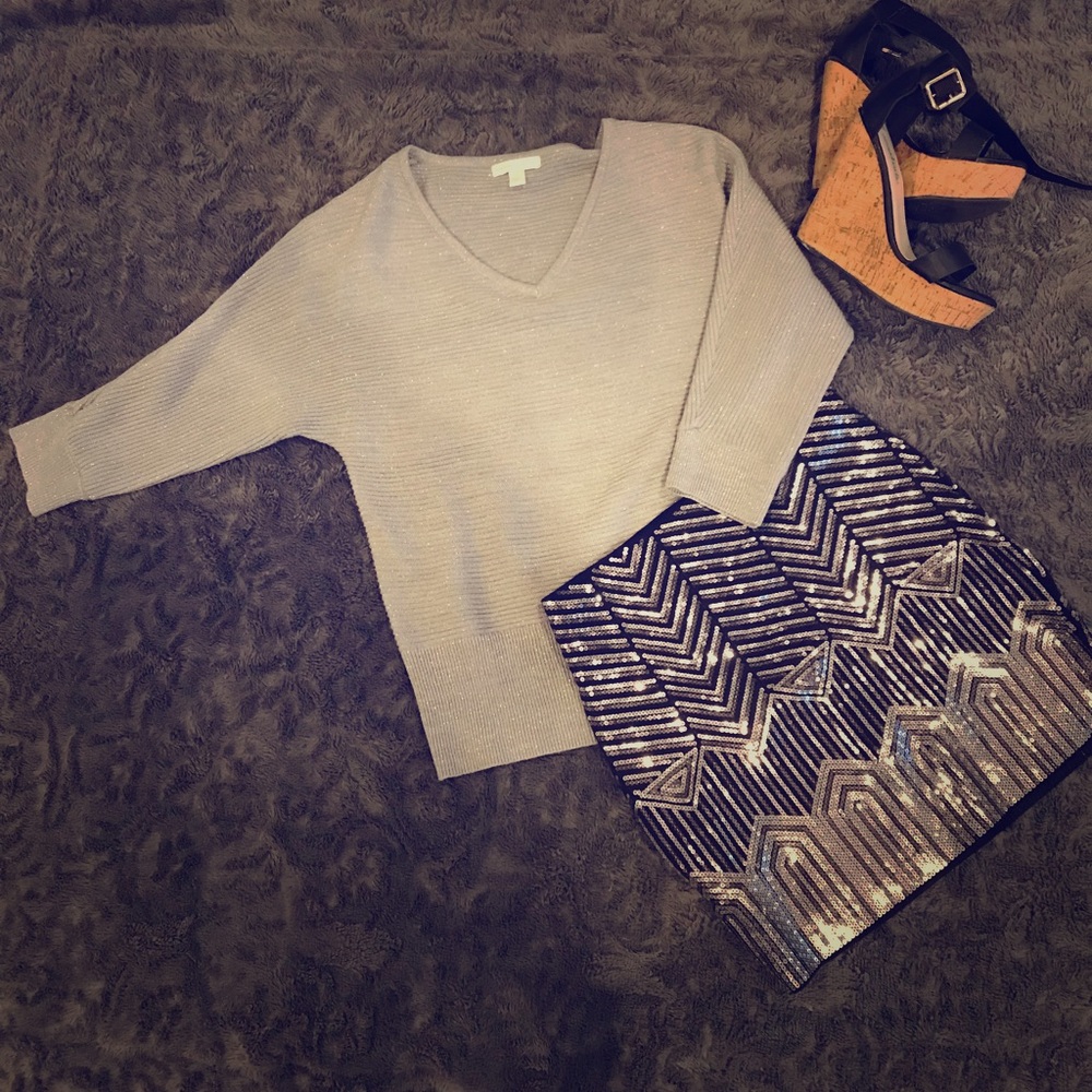 New York & Company small silver dolman top